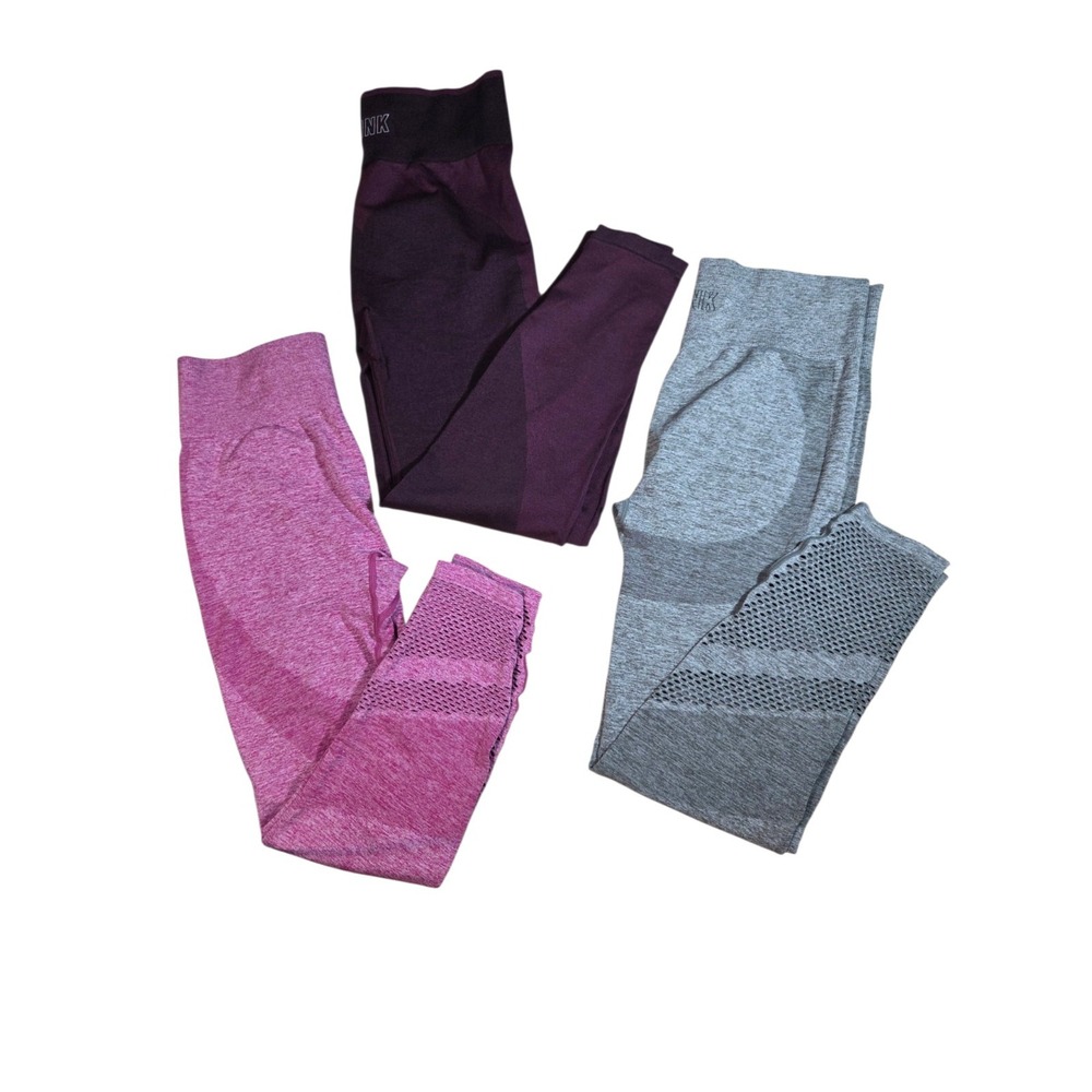 PINK Victoria's Secret Seamless Ankle Leggings Lot Of 3 High Rise Large